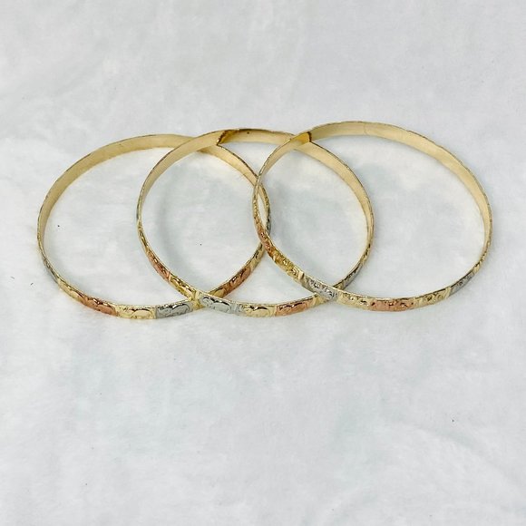 Three Large Bangle Bracelets w/Elephants Mixed Metal Colors - Picture 5 of 6